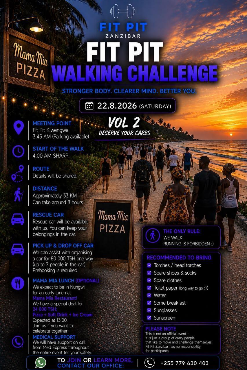 Pizza Walking Challenge Vol 2 📍 Fit Pit, Kiwengwa Pizza Walking Challenge Vol 2 📍 Fit Pit, Kiwengwa