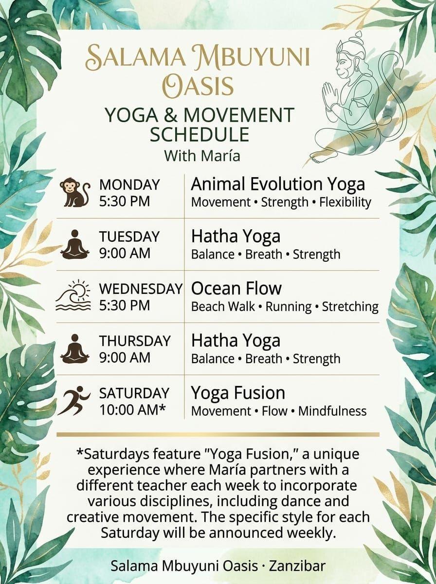 Animal Evolution Yoga π Salama Mbuyuni Tree Bungalows, Matemwe Animal Evolution Yoga π Salama Mbuyuni Tree Bungalows, Matemwe