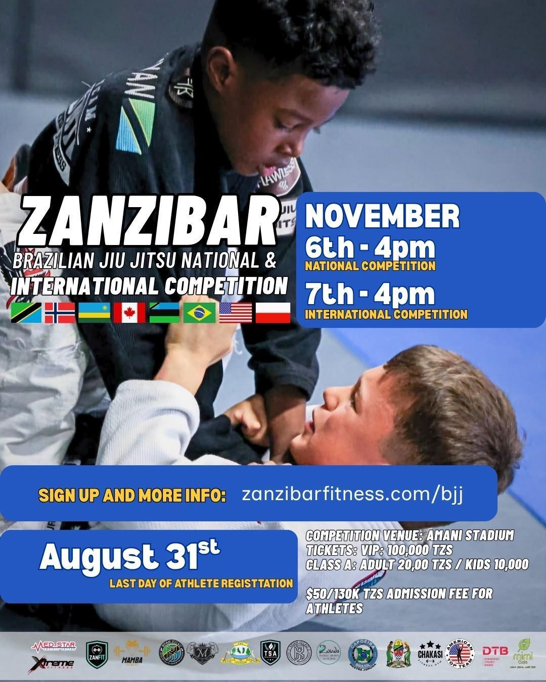 Zanzibar Brazilian Jiu Jitsu Competition ๐ Amaan Stadium, Zanzibar City โถ๏ธ From 10,000 TZS Zanzibar Brazilian Jiu Jitsu Competition ๐ Amaan Stadium, Zanzibar City โถ๏ธ From 10,000 TZS