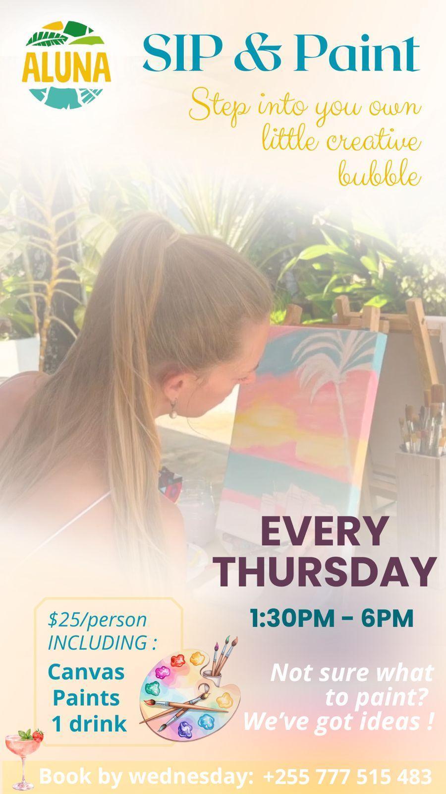 Sip & Paint 📍 Aluna Paje ▶️ $25