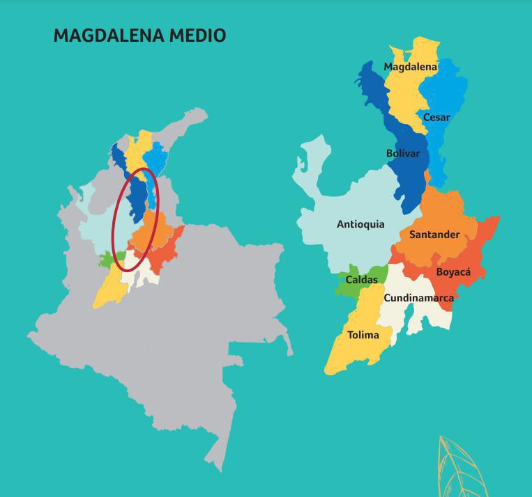 Municipios cacaoteros del Magdalena Medio con vocación agroforestal Municipios cacaoteros del Magdalena Medio con vocación agroforestal