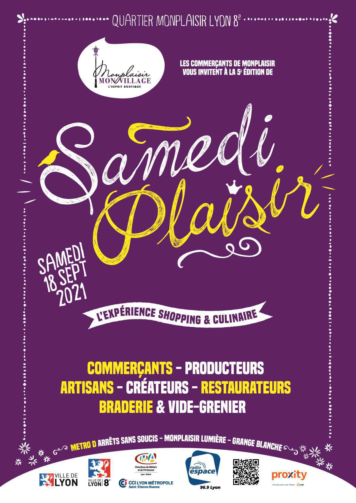 La 5ème édition de Samedi Plaisir revient le 18/09 !