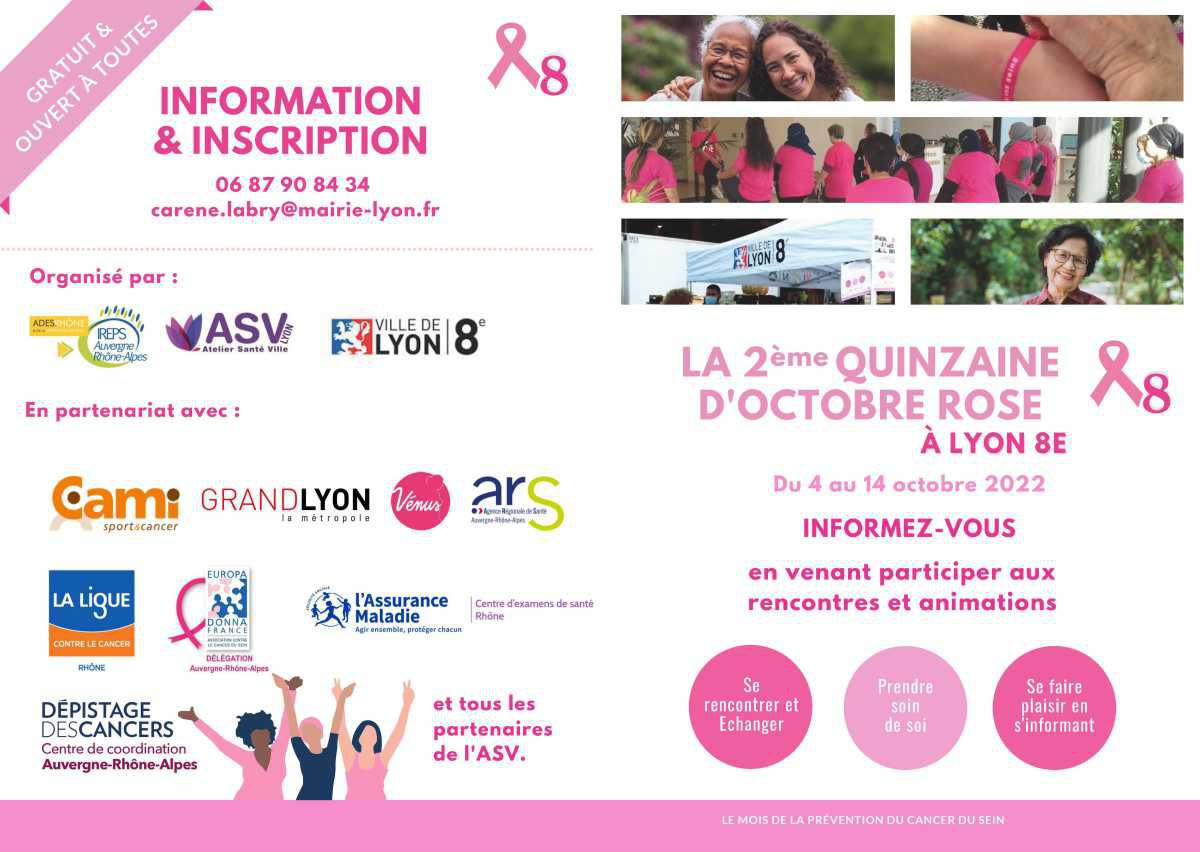  Du 4 au 14/10 : la quinzaine d'octobre rose à Lyon 8e !