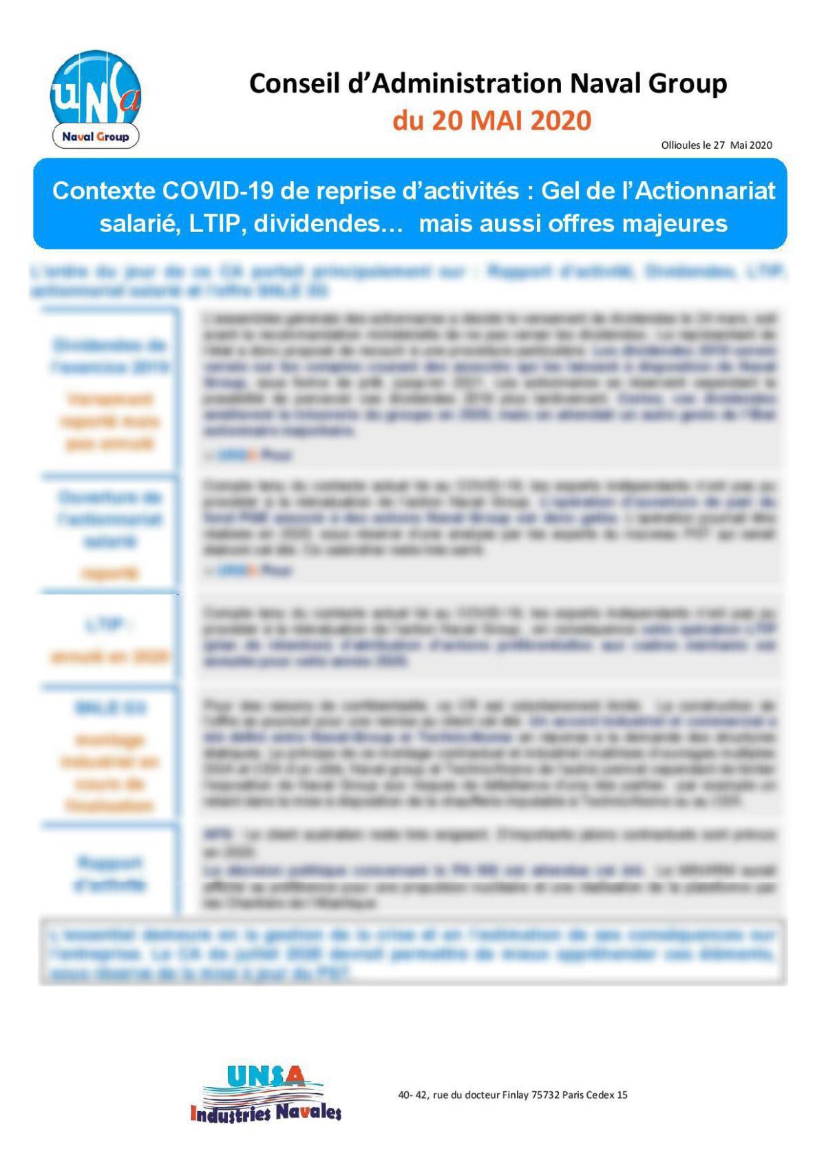 Réunion du 20 mai Réunion du 20 mai