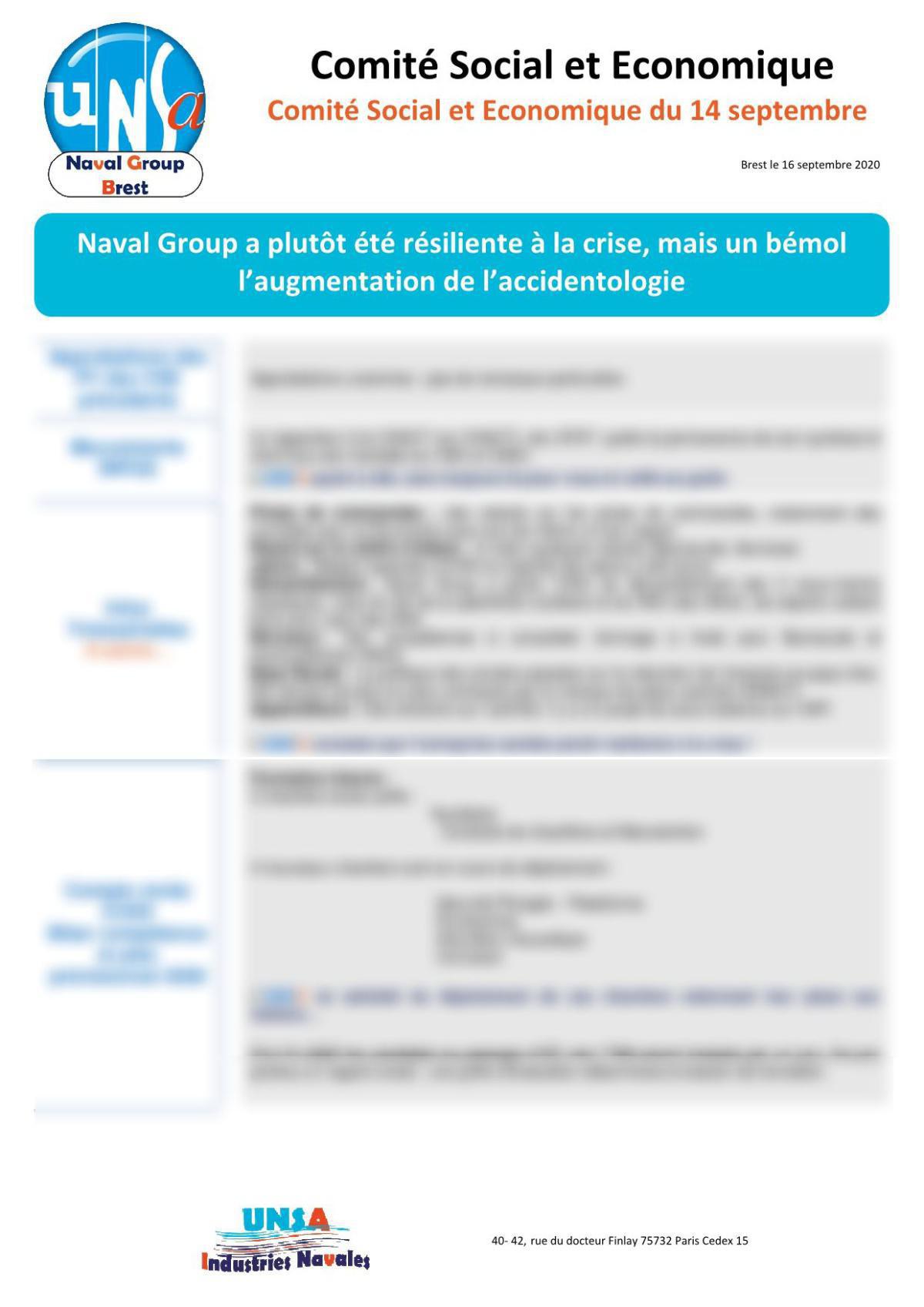 Réunion du 14 septembre 2020 Réunion du 14 septembre 2020