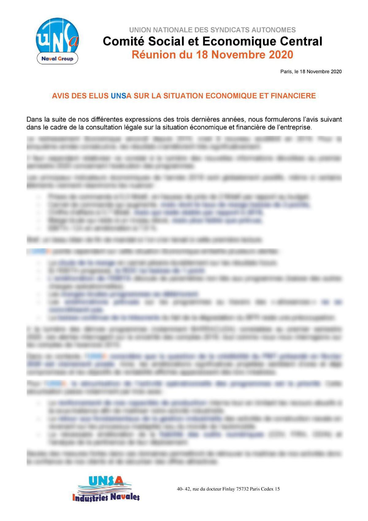 Réunion du 18 novembre 2020 - avis motivé
