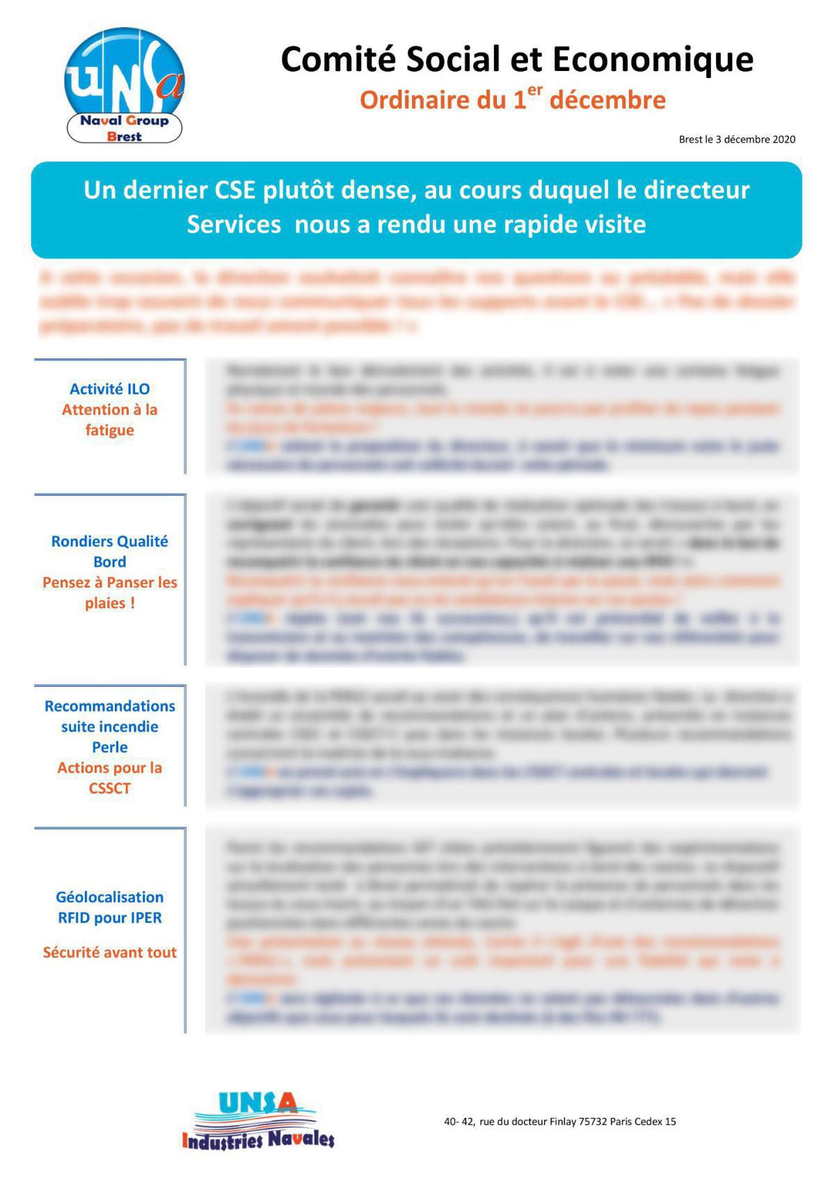 Réunion du 1er décembre 2020 - Compte Rendu Réunion du 1er décembre 2020 - Compte Rendu