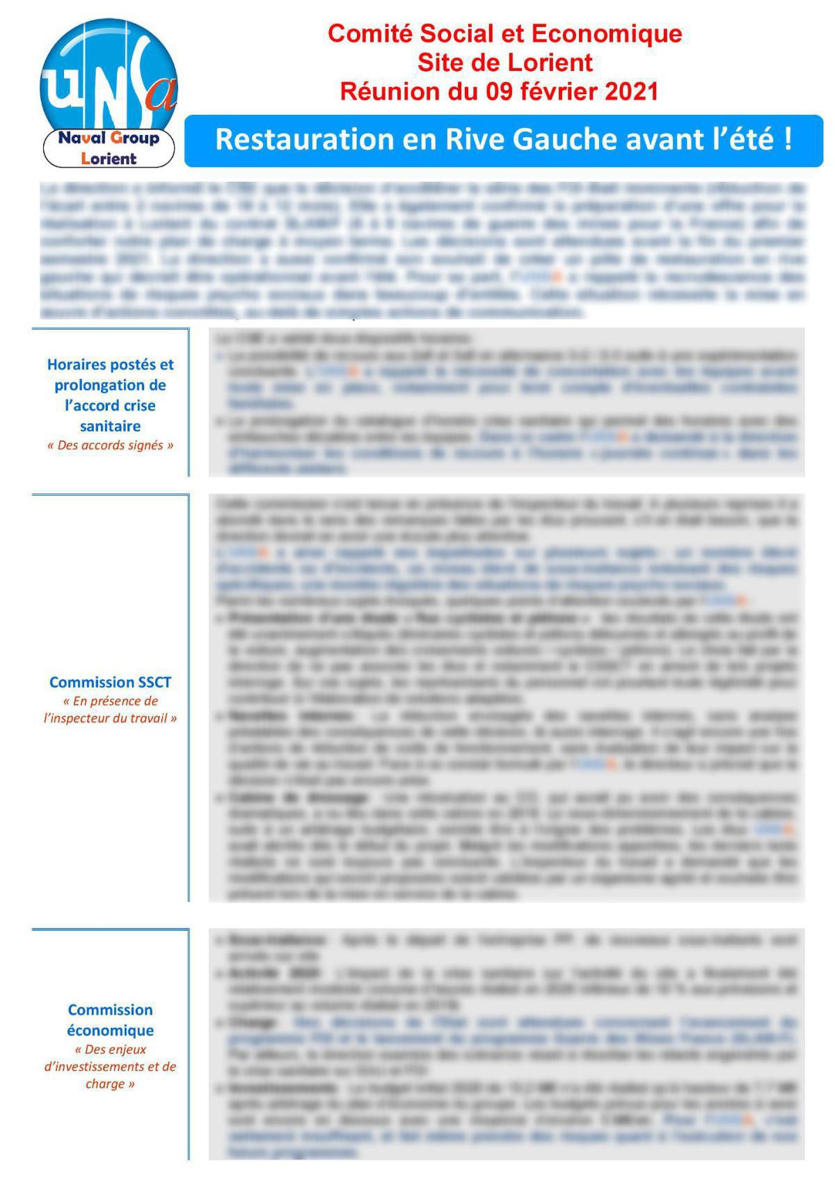 Réunion du 9 février 2021 - Compte Rendu Réunion du 9 février 2021 - Compte Rendu