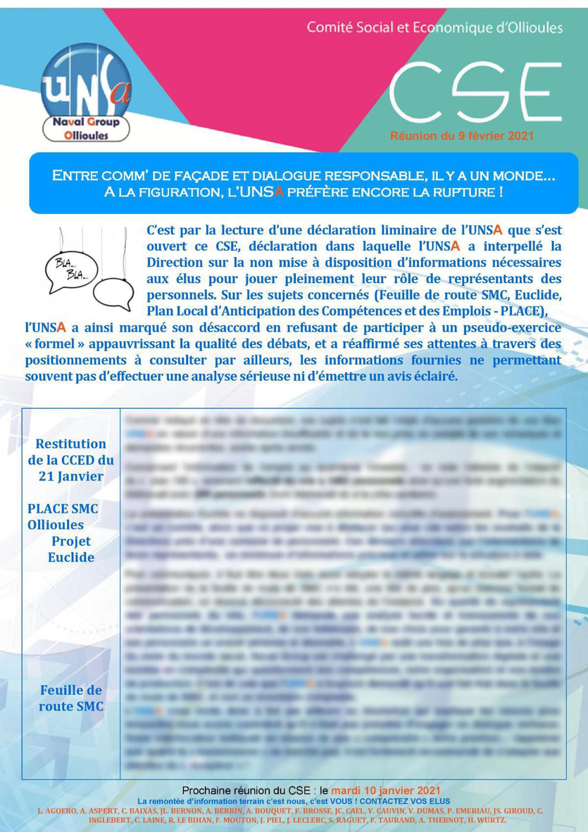 CSE d'Ollioules - réunion du 9 février 2021 CSE d'Ollioules - réunion du 9 février 2021