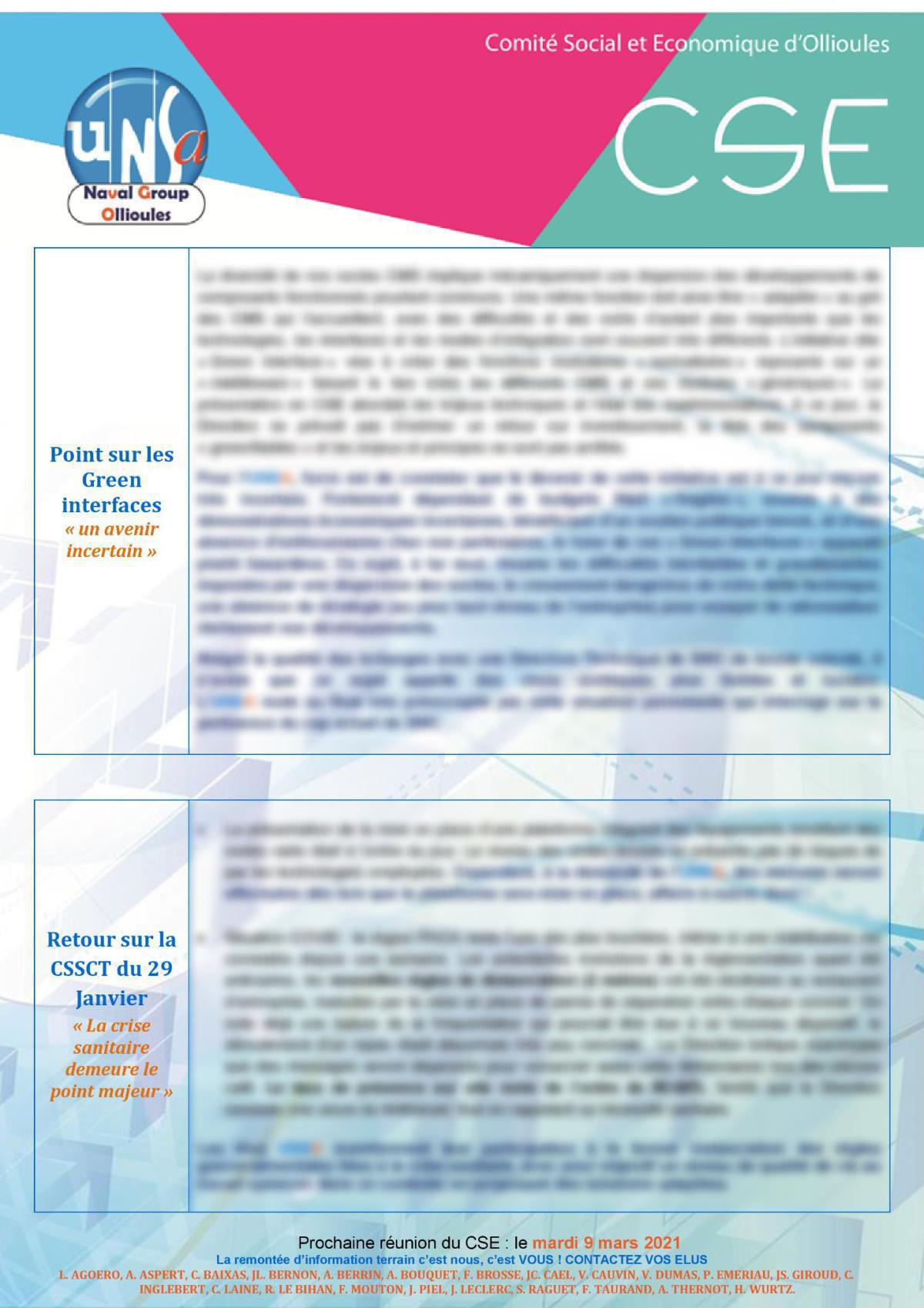 CSE d'Ollioules - réunion du 9 février 2021 CSE d'Ollioules - réunion du 9 février 2021