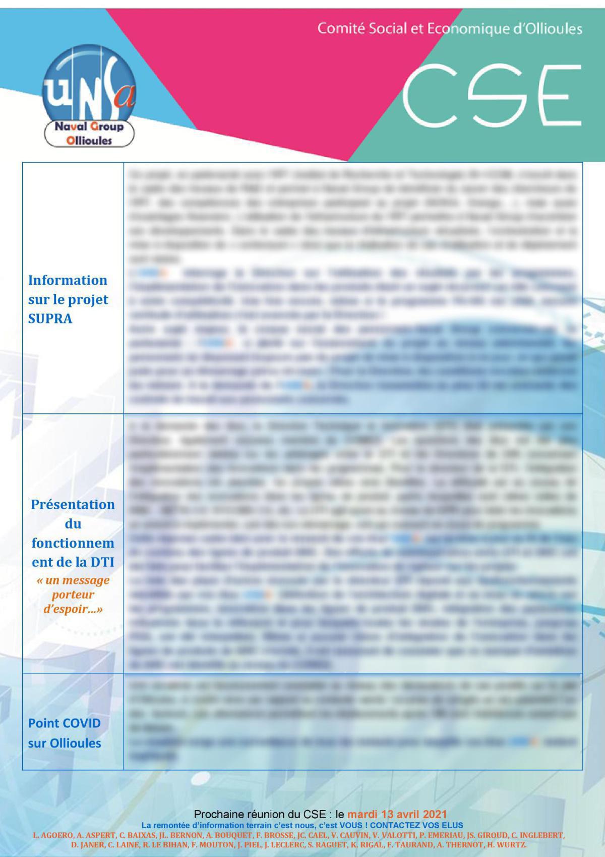 CSE d'Ollioules - réunion du 9 mars 2021 CSE d'Ollioules - réunion du 9 mars 2021