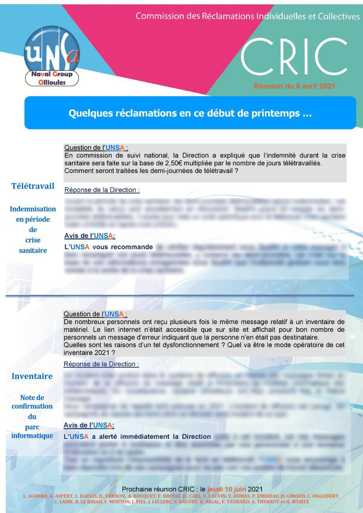 CRIC Ollioules - réunion du 6 avril 2021 CRIC Ollioules - réunion du 6 avril 2021