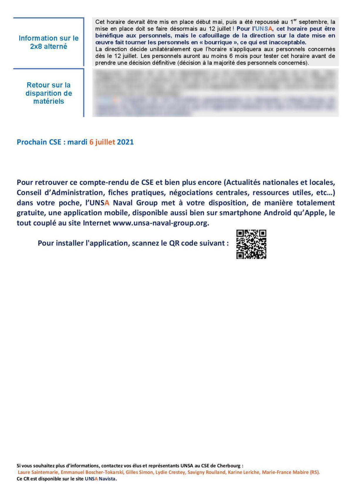 CSE de Cherbourg - Réunion du 3 juin 2021 - Compte rendu CSE de Cherbourg - Réunion du 3 juin 2021 - Compte rendu