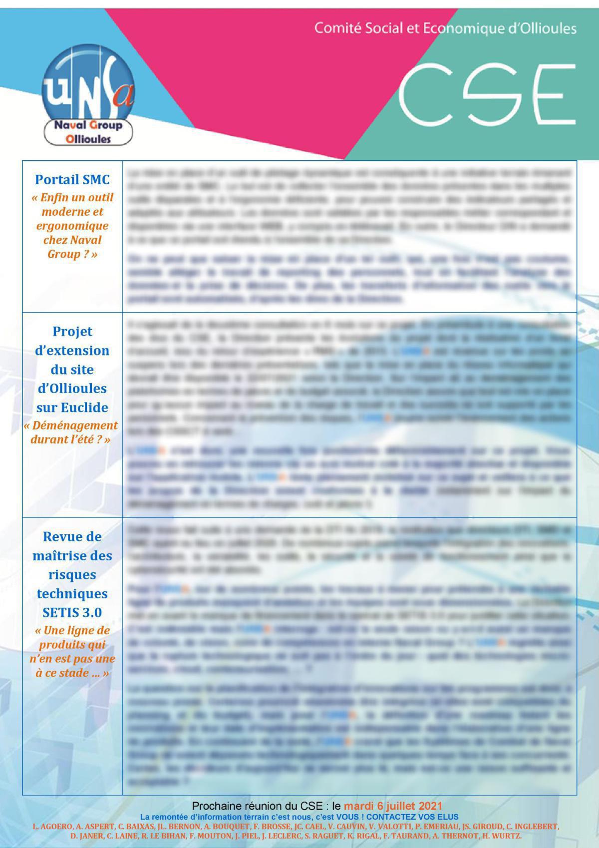 CSE d'Ollioules - réunions des 4 et 8 juin 2021 CSE d'Ollioules - réunions des 4 et 8 juin 2021