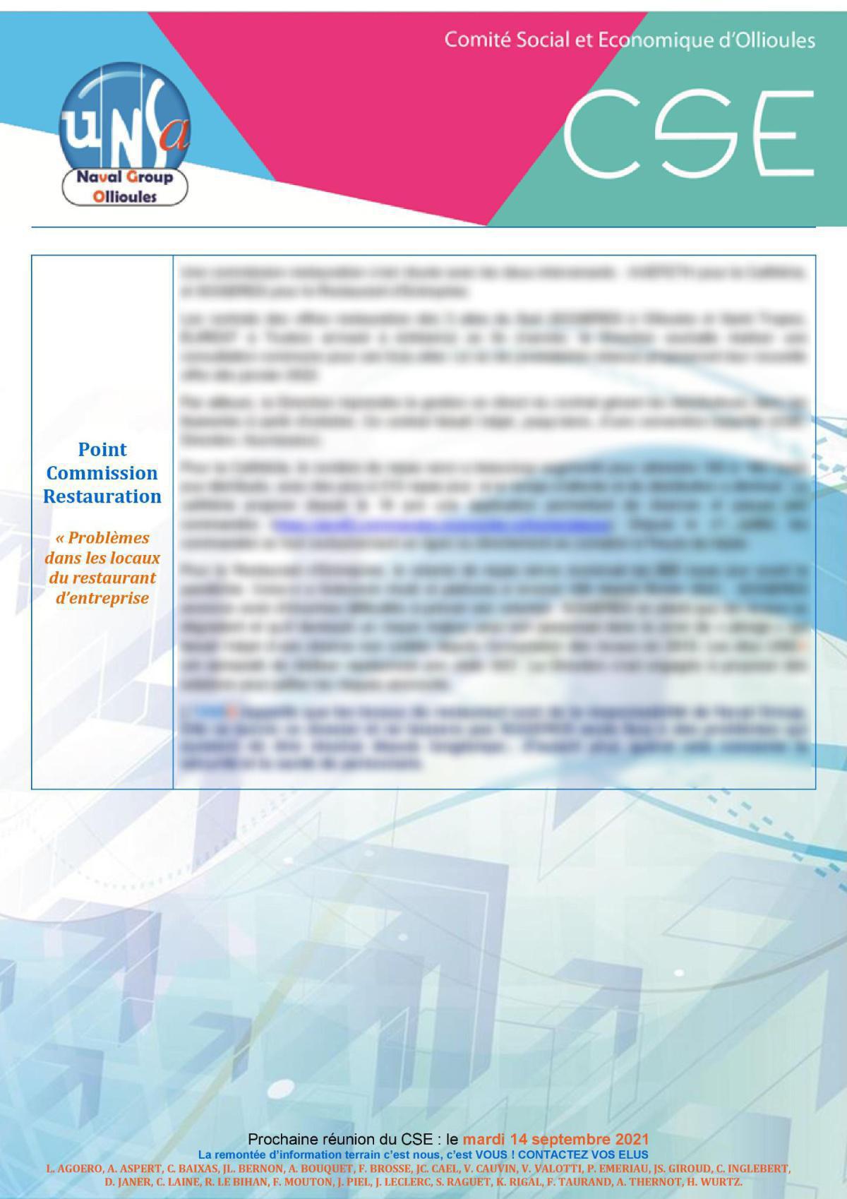 CSE d'Ollioules - réunion du 6 juillet 2021 CSE d'Ollioules - réunion du 6 juillet 2021