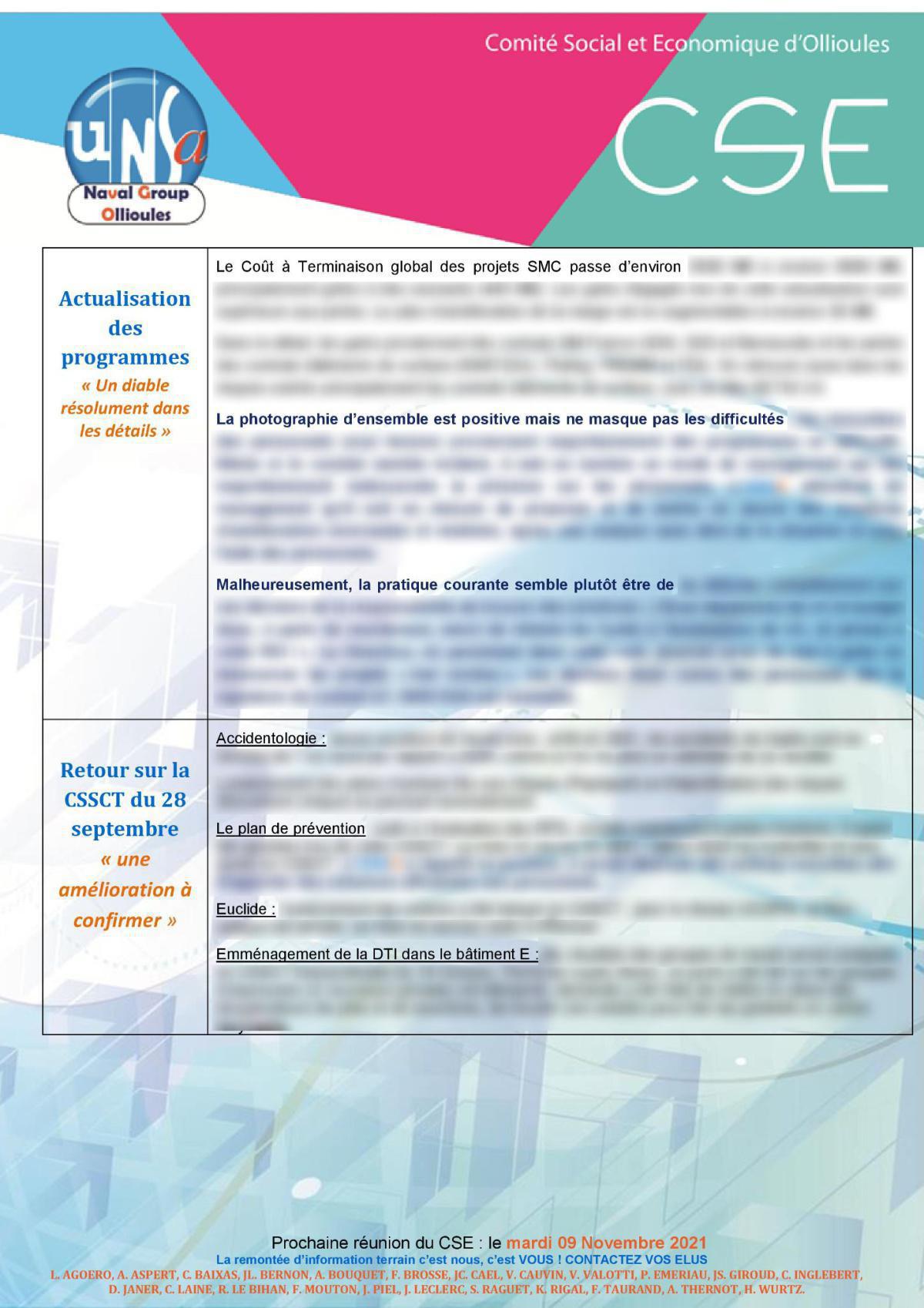 CSE d'Ollioules - réunion du 12 octobre 2021 : compte rendu CSE d'Ollioules - réunion du 12 octobre 2021 : compte rendu