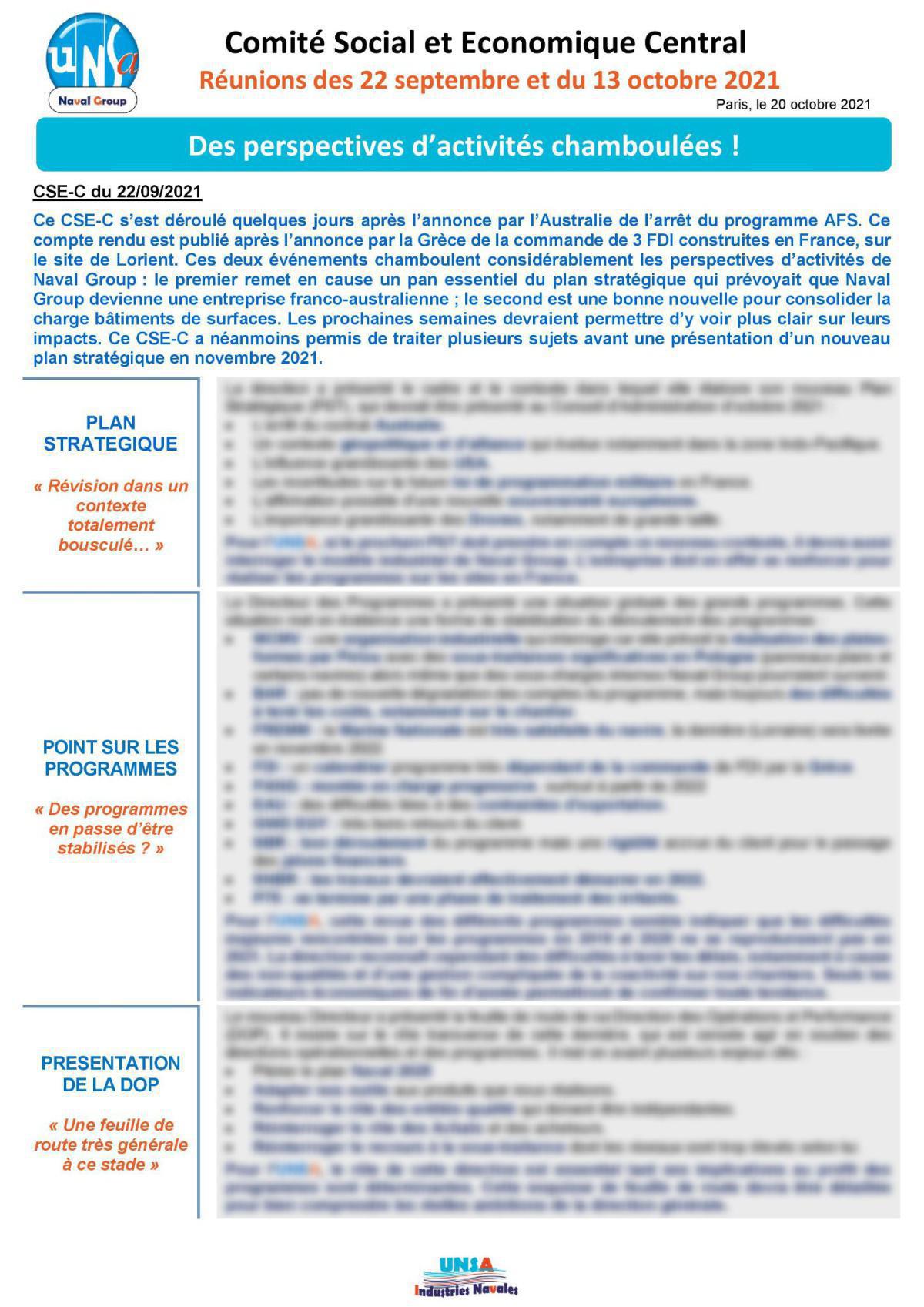 Réunions des 22 septembre et 13 octobre 2021 - Compte rendu Réunions des 22 septembre et 13 octobre 2021 - Compte rendu