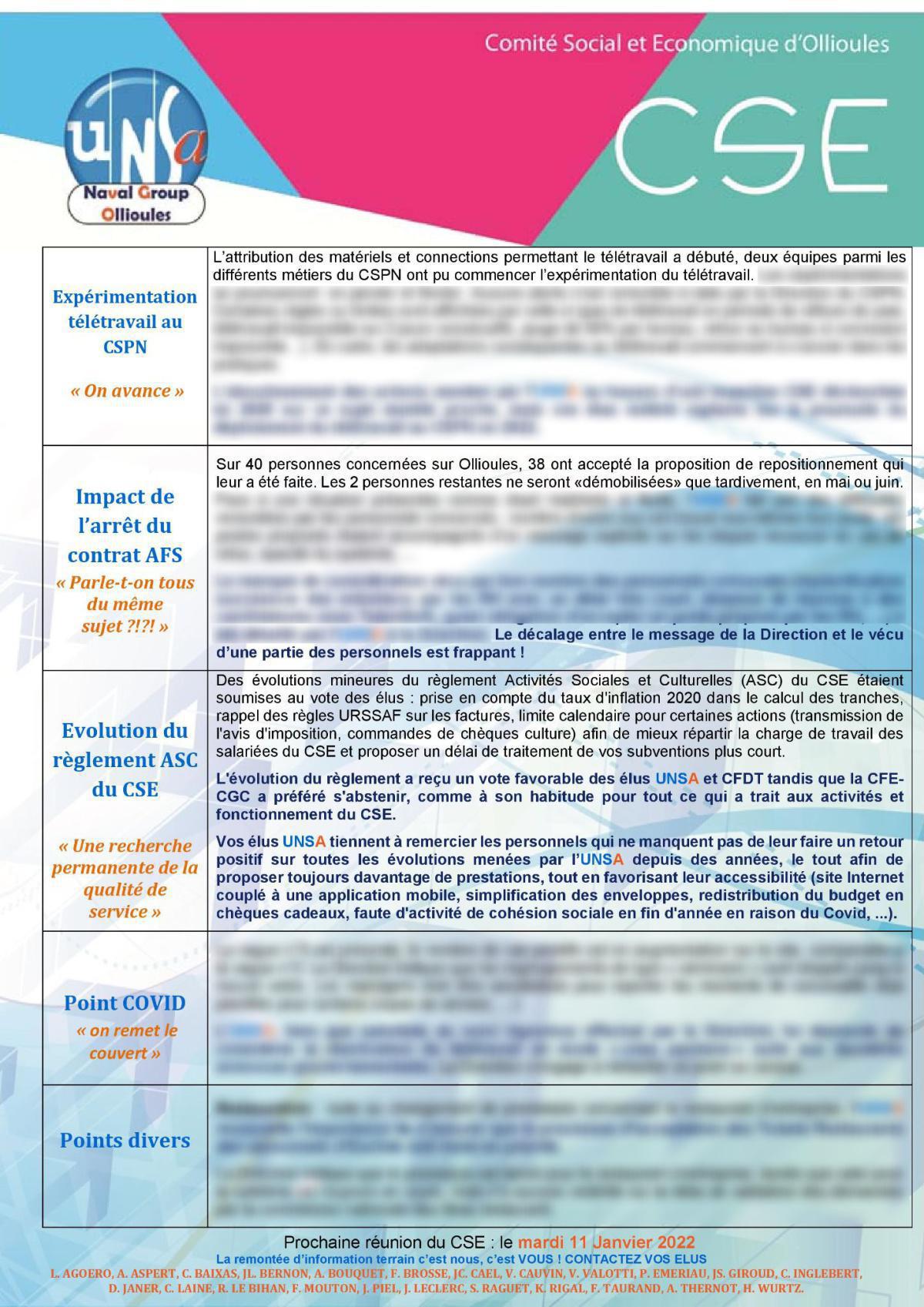 CSE d'Ollioules - réunion du 7 décembre 2021 : compte rendu CSE d'Ollioules - réunion du 7 décembre 2021 : compte rendu