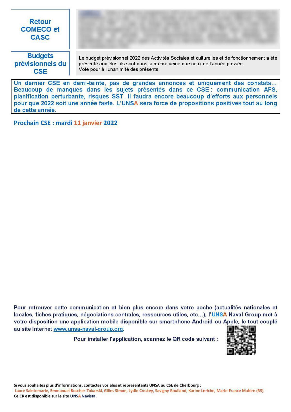 CSE de Cherbourg - Réunion du 7 décembre 2021 - compte-rendu CSE de Cherbourg - Réunion du 7 décembre 2021 - compte-rendu