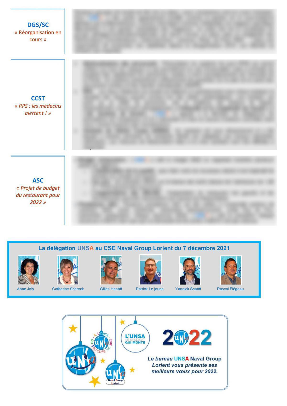 CSE de Lorient - réunion du 7 décembre 2021 - Compte rendu CSE de Lorient - réunion du 7 décembre 2021 - Compte rendu