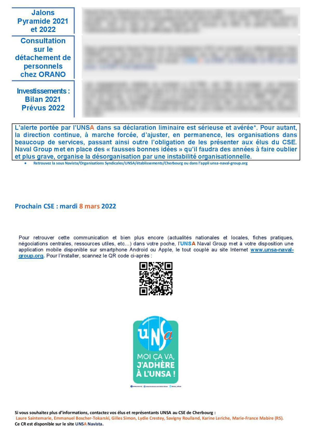 CSE de Cherbourg - Réunion du 8 février 2022 - Compte rendu CSE de Cherbourg - Réunion du 8 février 2022 - Compte rendu