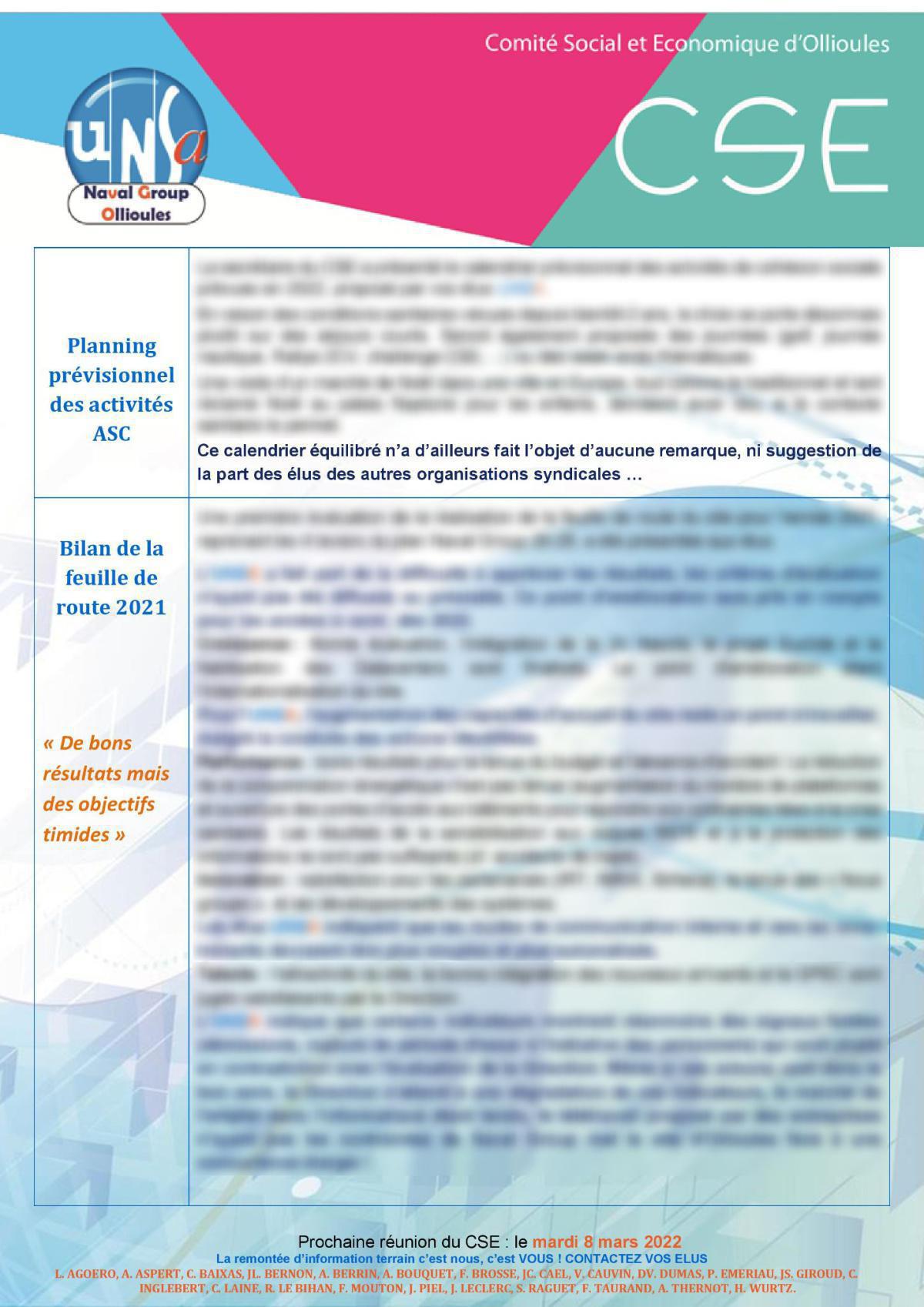 CSE d'Ollioules - réunion du 8 février 2022 : compte rendu CSE d'Ollioules - réunion du 8 février 2022 : compte rendu