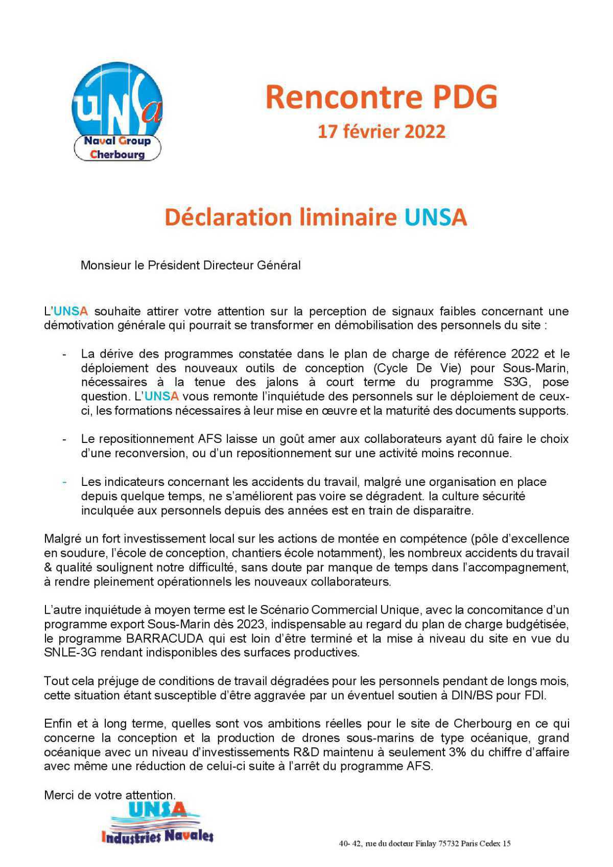 Rencontre avec le PDG - le 17 février 2022 Rencontre avec le PDG - le 17 février 2022