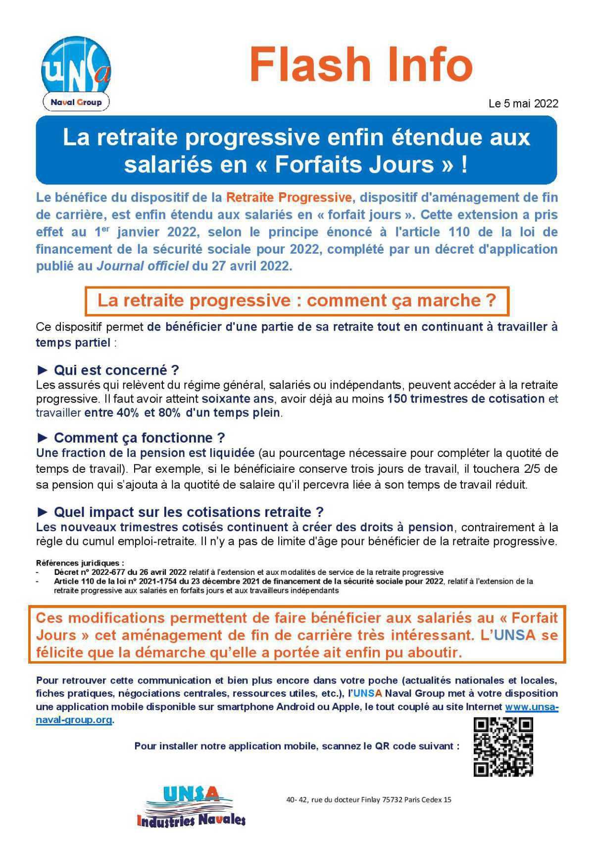 Retraite progressive - mai 2022 Retraite progressive - mai 2022