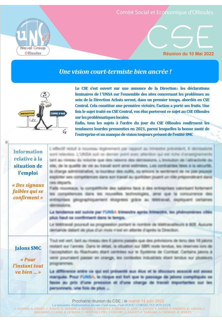 CSE d'Ollioules - Réunion du 10 mai - Compte rendu CSE d'Ollioules - Réunion du 10 mai - Compte rendu