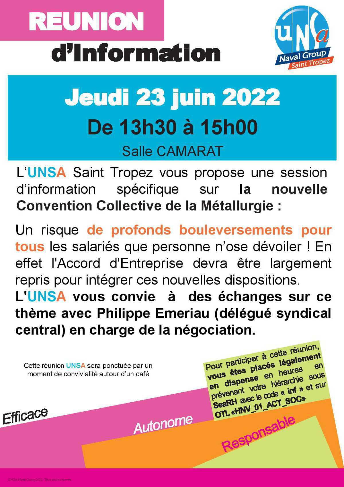 Réunion d'information - Spécial Nouvelle Convention Collective de la Métallurgie Réunion d'information - Spécial Nouvelle Convention Collective de la Métallurgie