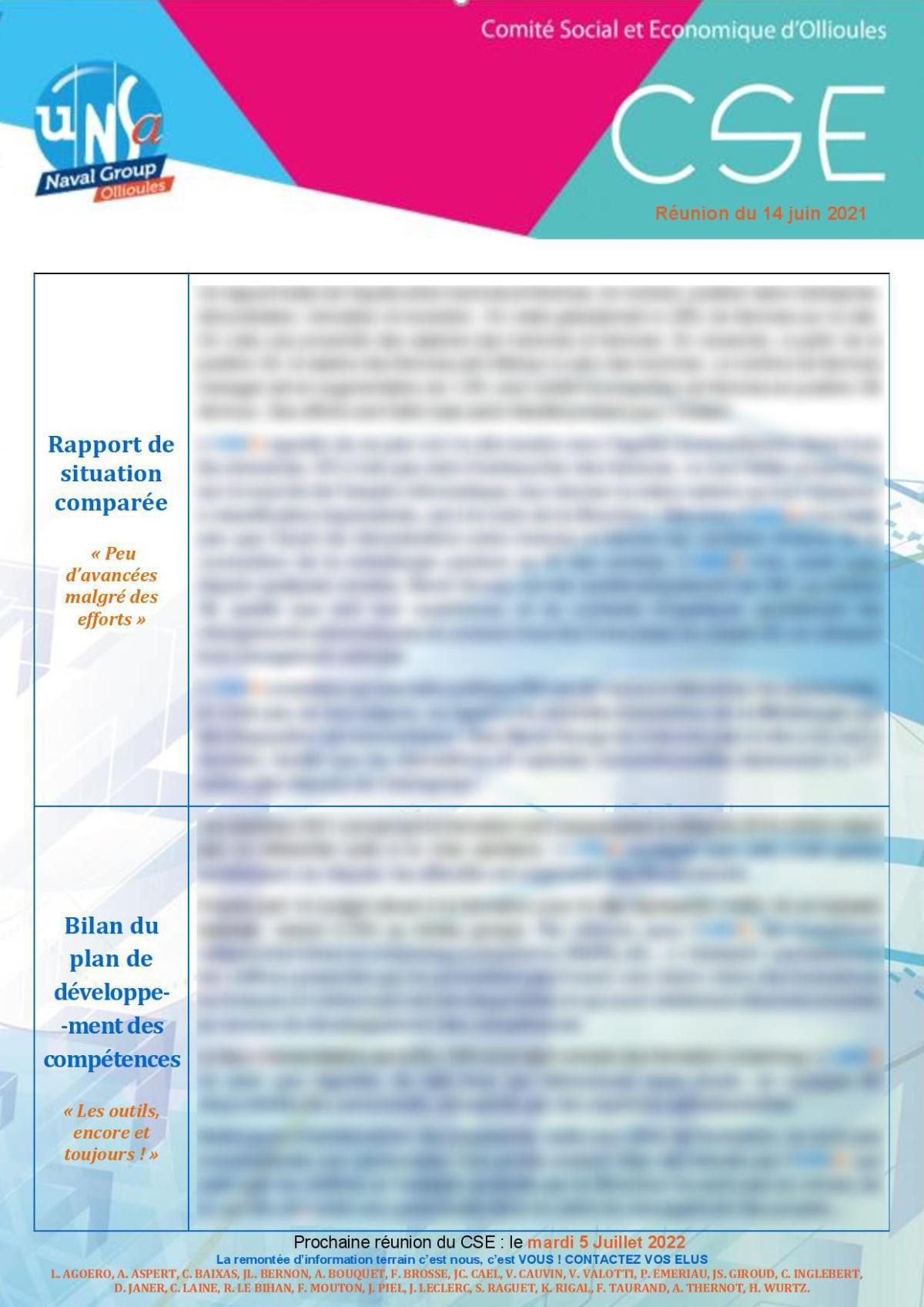 CSE d'Ollioules - Réunion du 14 juin - Compte rendu CSE d'Ollioules - Réunion du 14 juin - Compte rendu