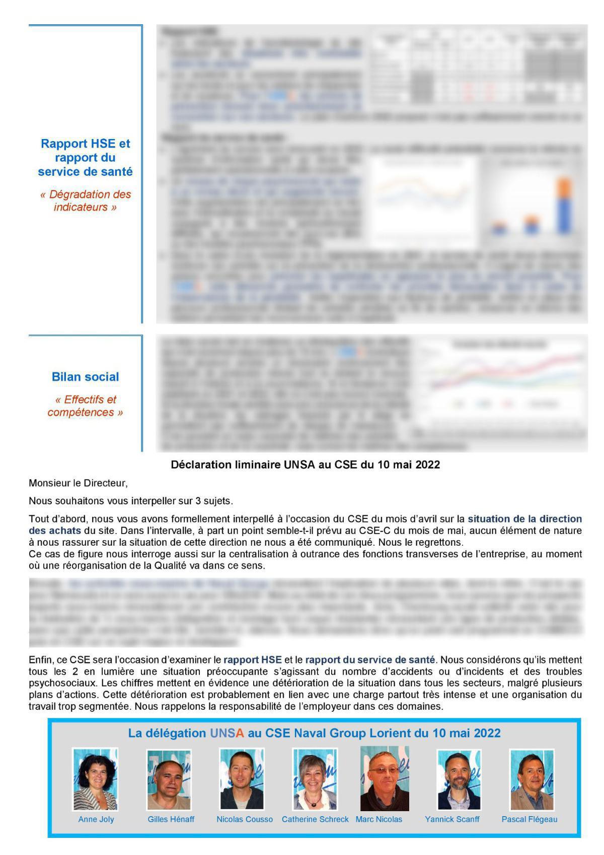 CSE de Lorient - Réunion du 10 mai - Compte rendu CSE de Lorient - Réunion du 10 mai - Compte rendu