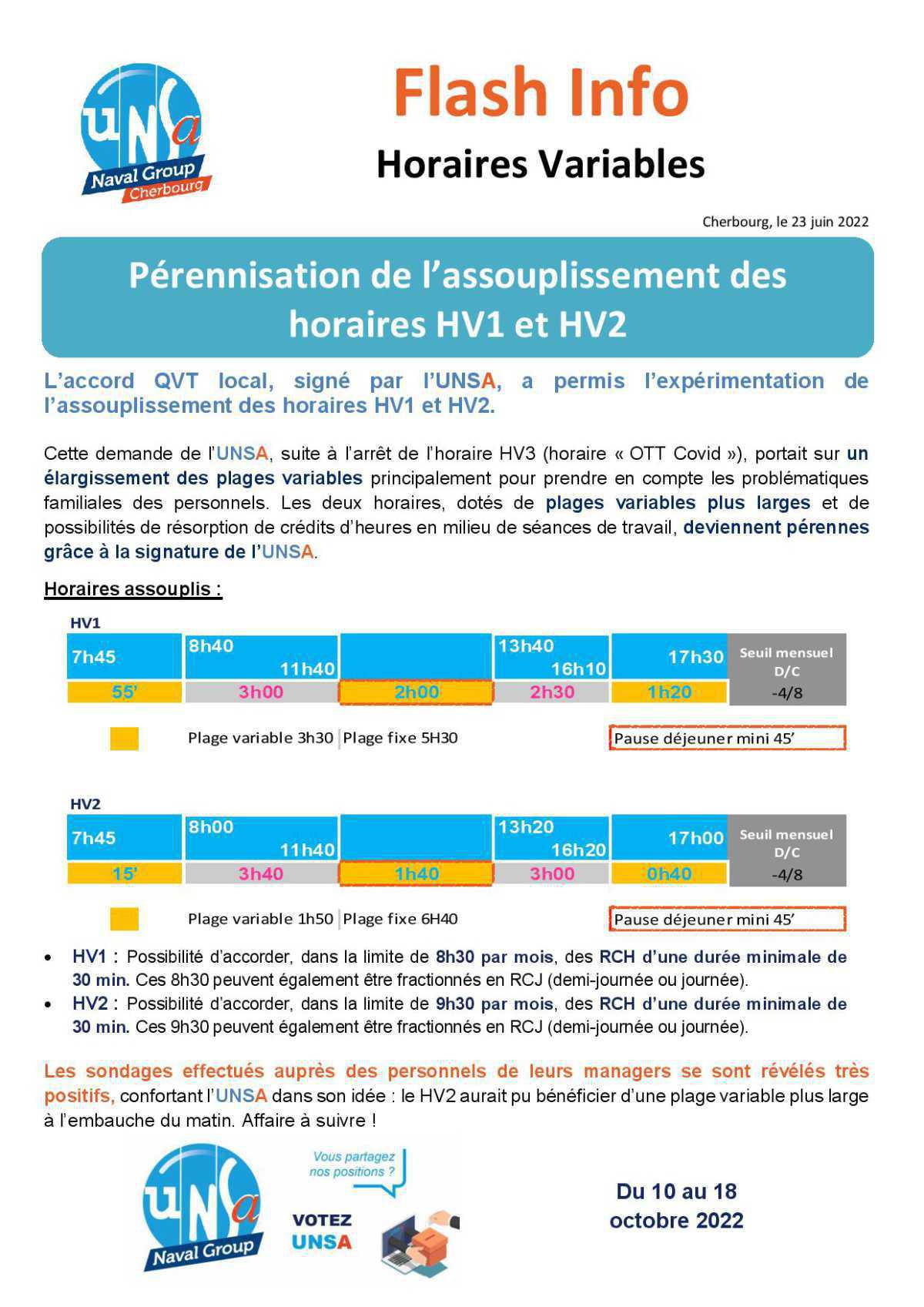 Assouplissement des horaires variables - Juin 2022 Assouplissement des horaires variables - Juin 2022