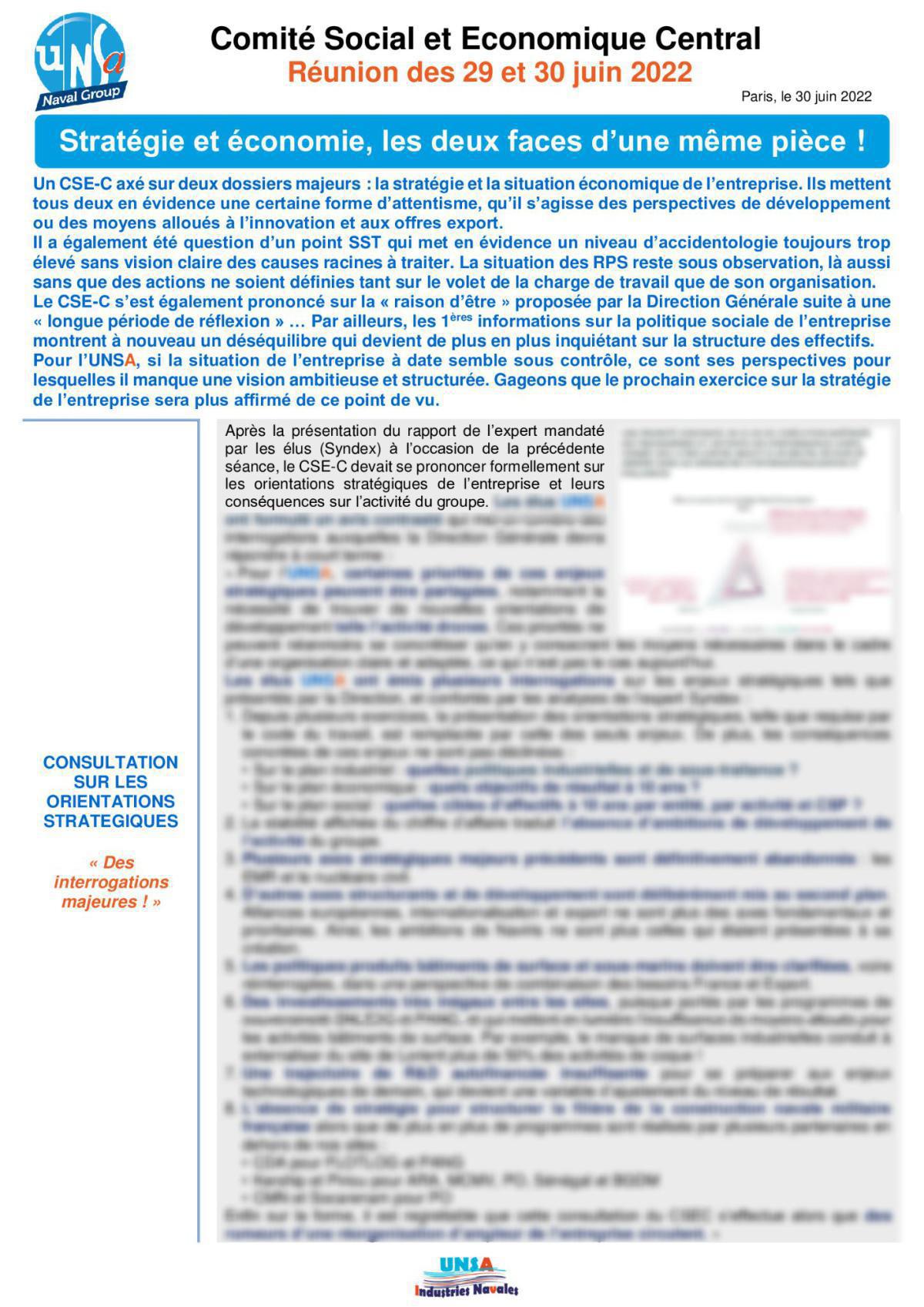 Réunion des 29 et 30 juin 2022