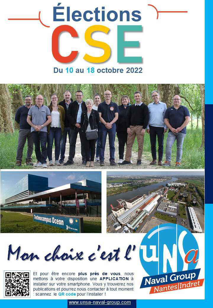 Elections CSE 2022 : mon choix, c'est l'UNSA Nantes Indret !