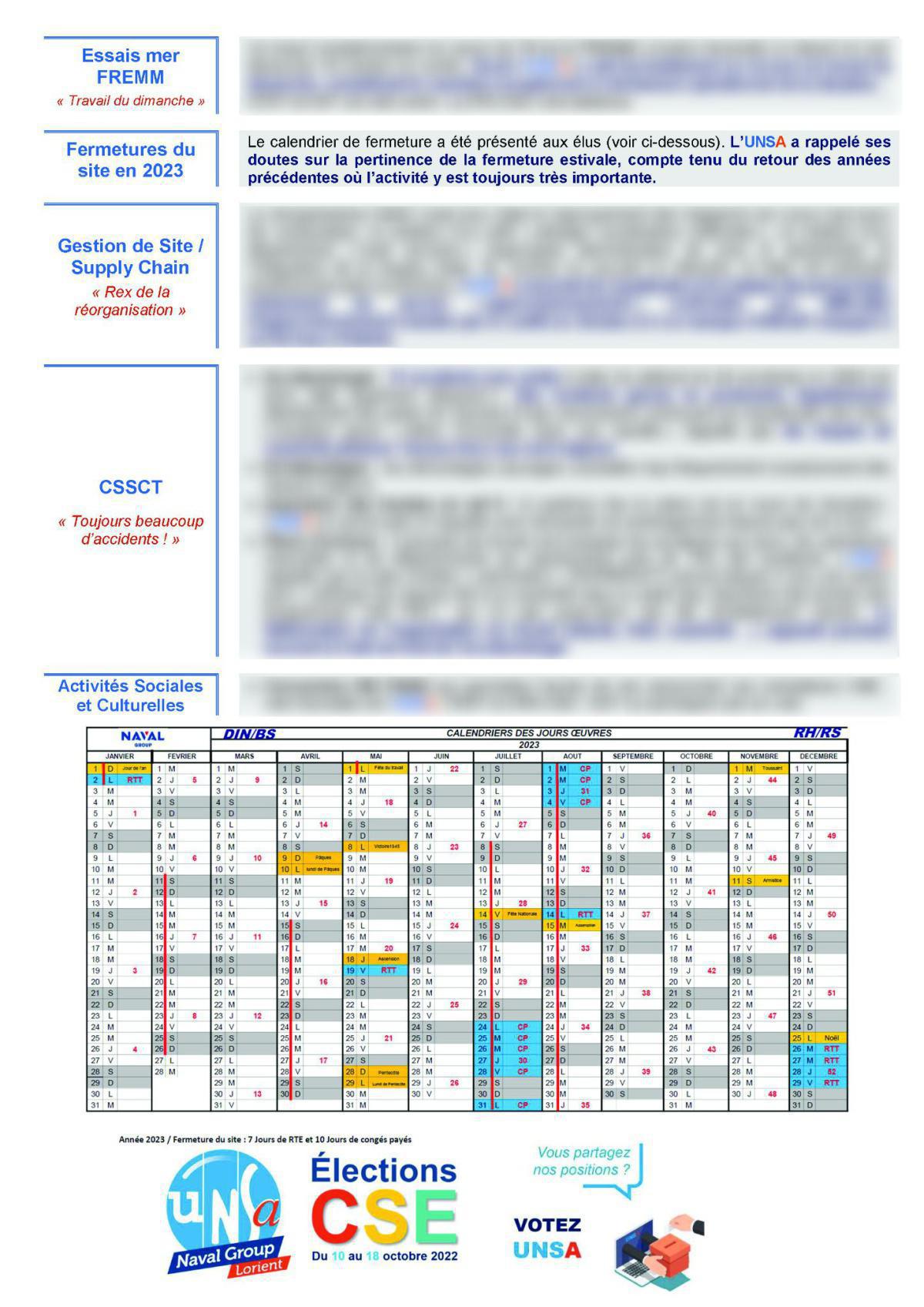 CSE de Lorient - Réunion du 3 octobre 2022 - Compte rendu CSE de Lorient - Réunion du 3 octobre 2022 - Compte rendu