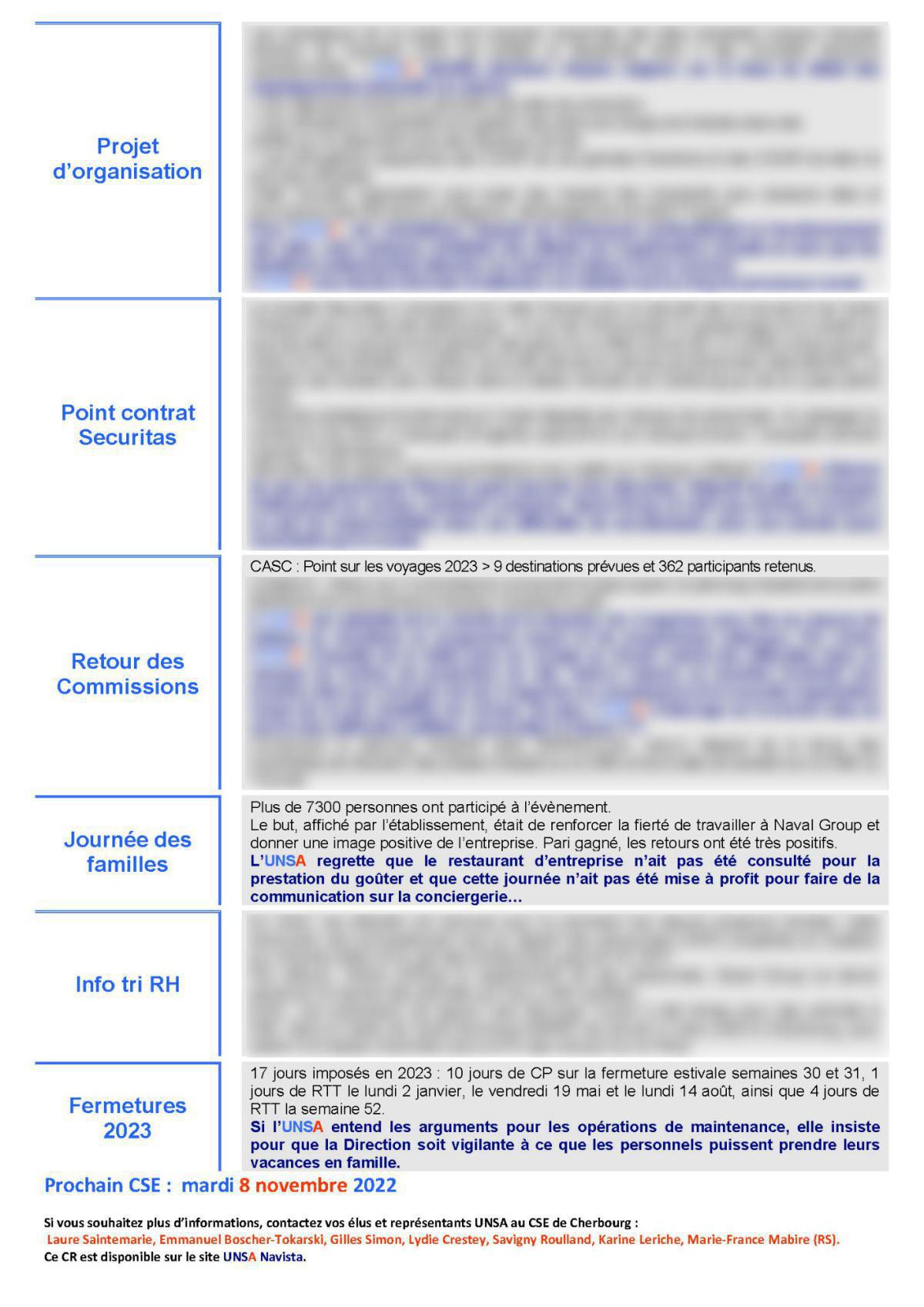 CSE de Cherbourg - Réunion du 4 octobre 2022 - Compte rendu CSE de Cherbourg - Réunion du 4 octobre 2022 - Compte rendu