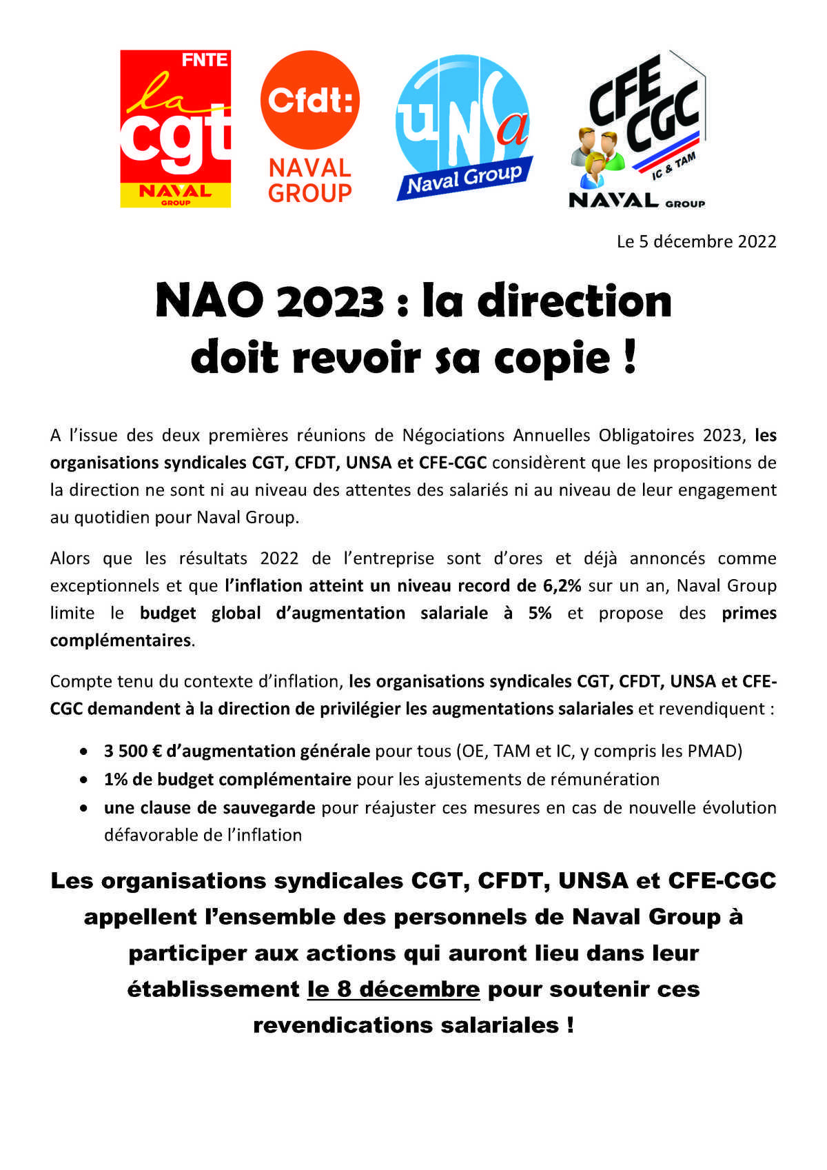 NAO 2023, la direction doit revoir sa copie ! NAO 2023, la direction doit revoir sa copie !