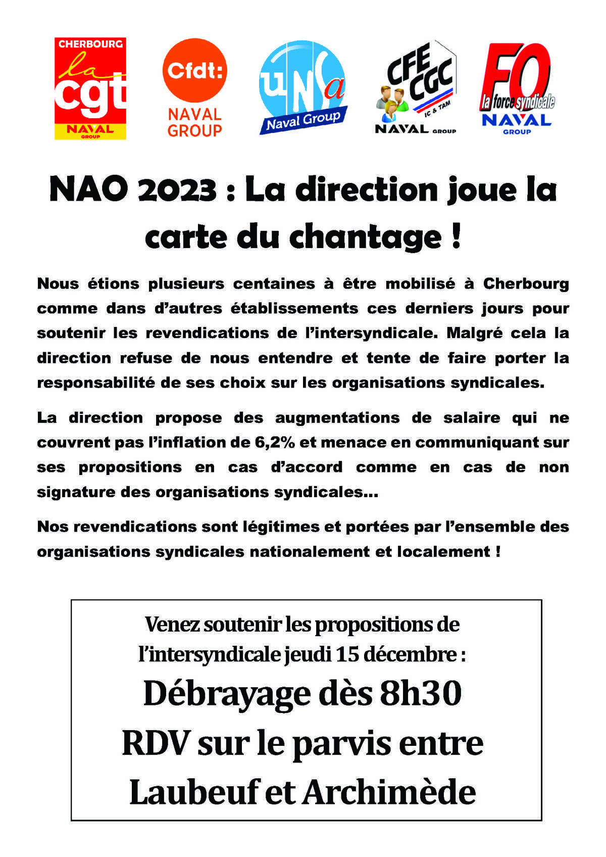 NAO 2023 : La direction joue la carte du chantage !