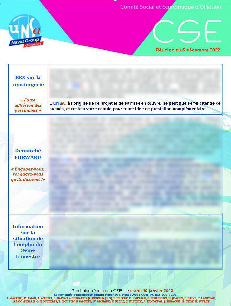 CSE d'Ollioules - Réunion du 6 décembre 2022 - Compte rendu CSE d'Ollioules - Réunion du 6 décembre 2022 - Compte rendu