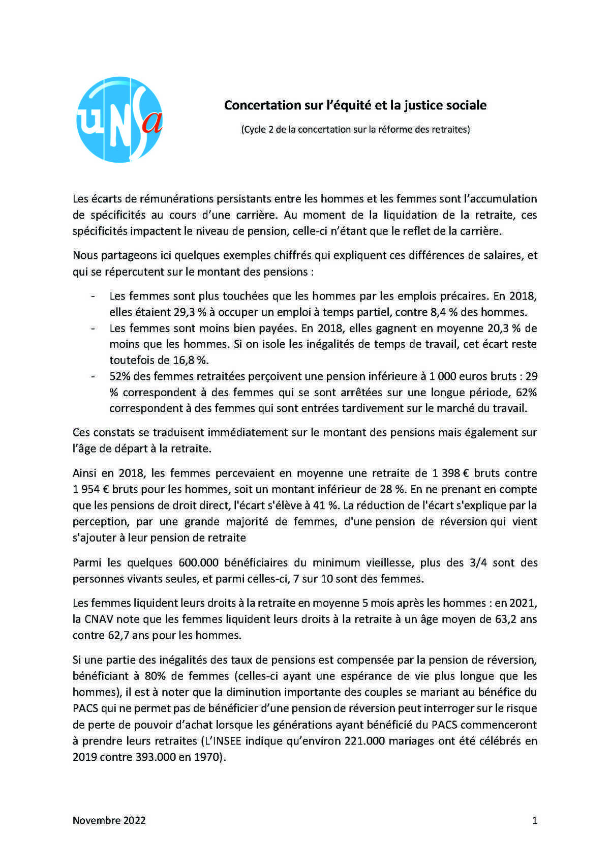 Réforme des retraites : les propositions de l'UNSA Réforme des retraites : les propositions de l'UNSA