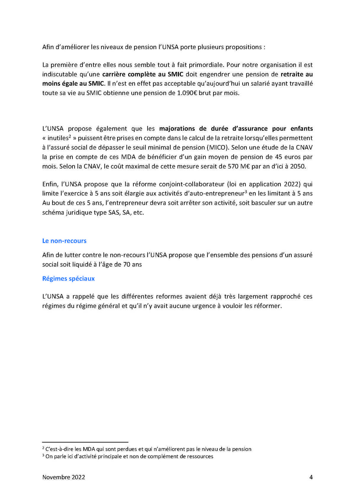 Réforme des retraites : les propositions de l'UNSA Réforme des retraites : les propositions de l'UNSA