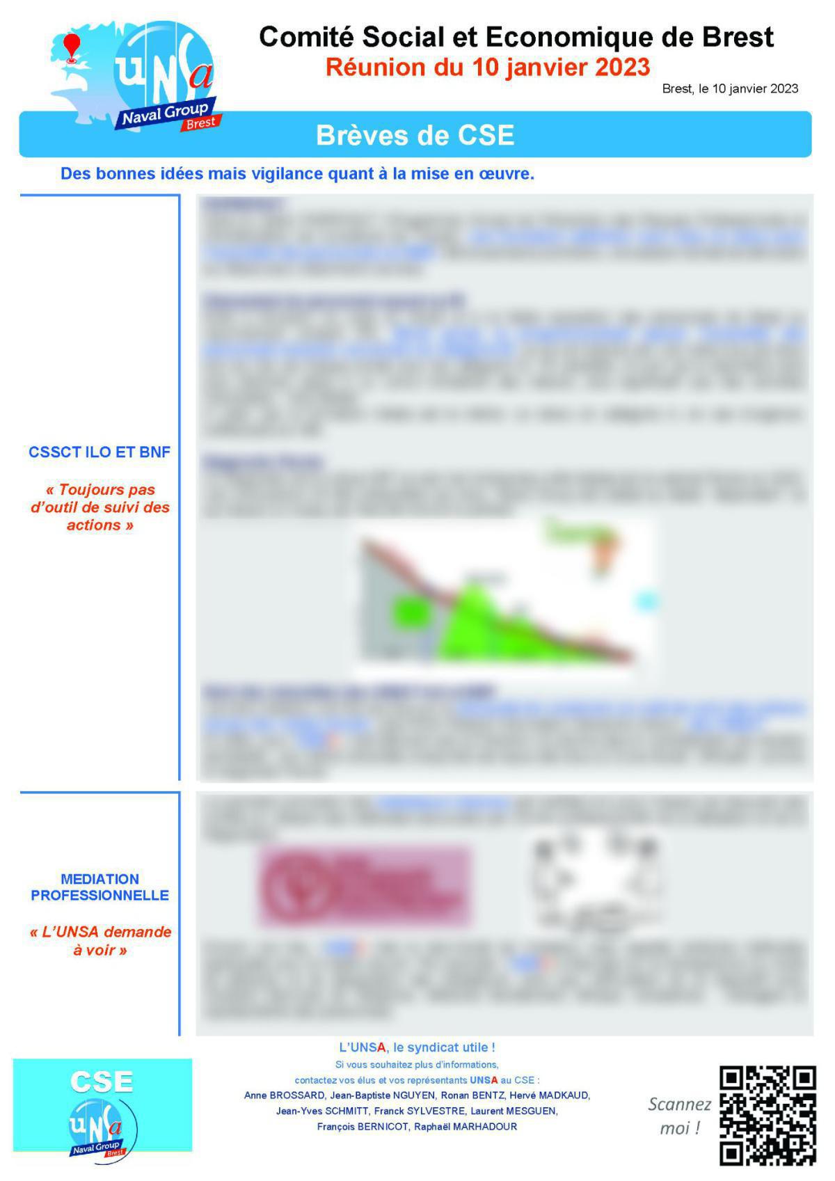 CSE de Brest - Réunion du 10 janvier 2023 - Compte rendu