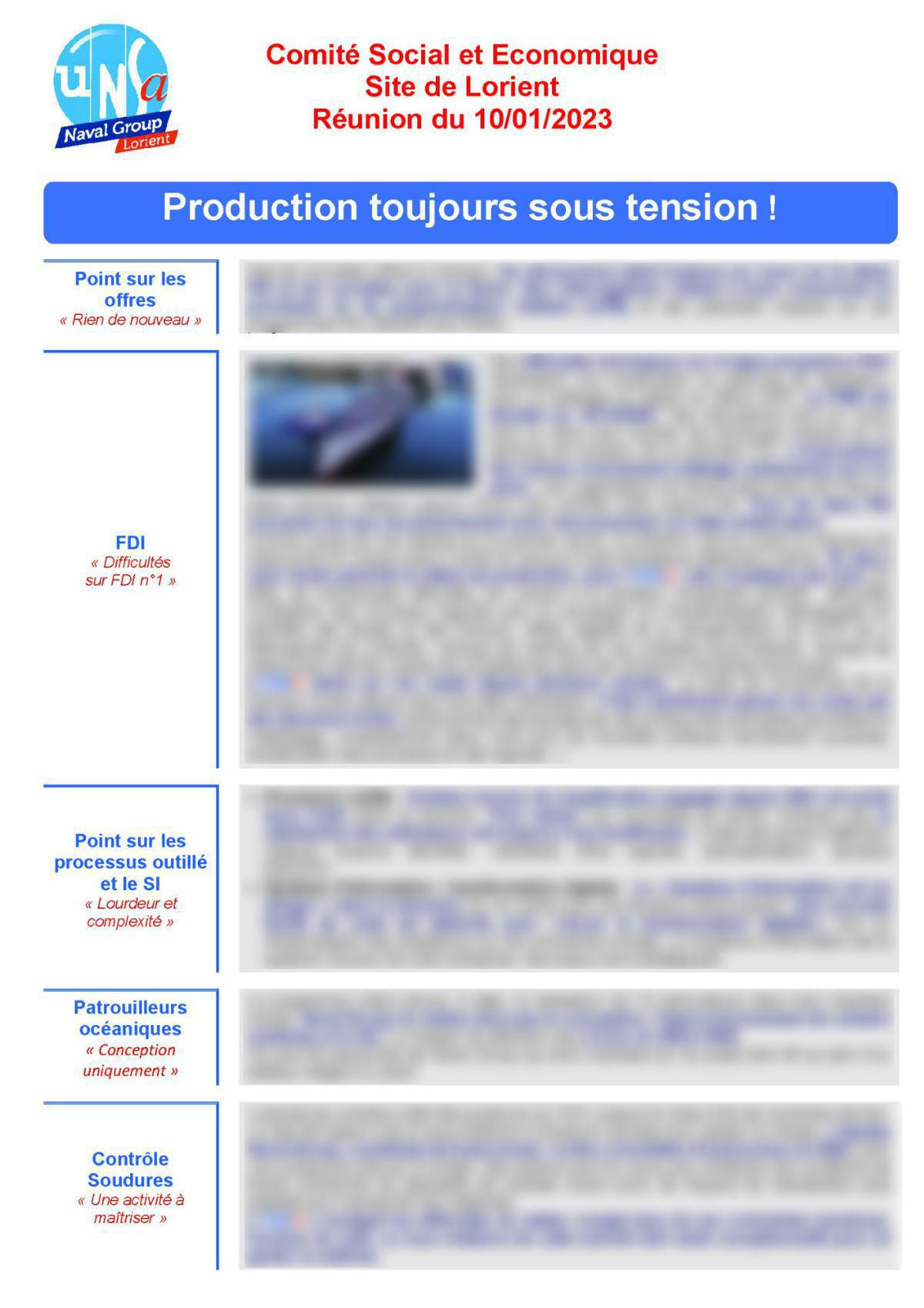 CSE de Lorient - Réunion du 10 janvier 2023 - Compte rendu CSE de Lorient - Réunion du 10 janvier 2023 - Compte rendu