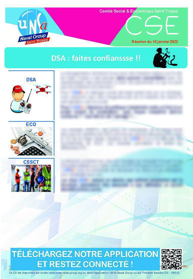 CSE de Saint Tropez - Réunion du 10 janvier 2023 - Compte rendu CSE de Saint Tropez - Réunion du 10 janvier 2023 - Compte rendu
