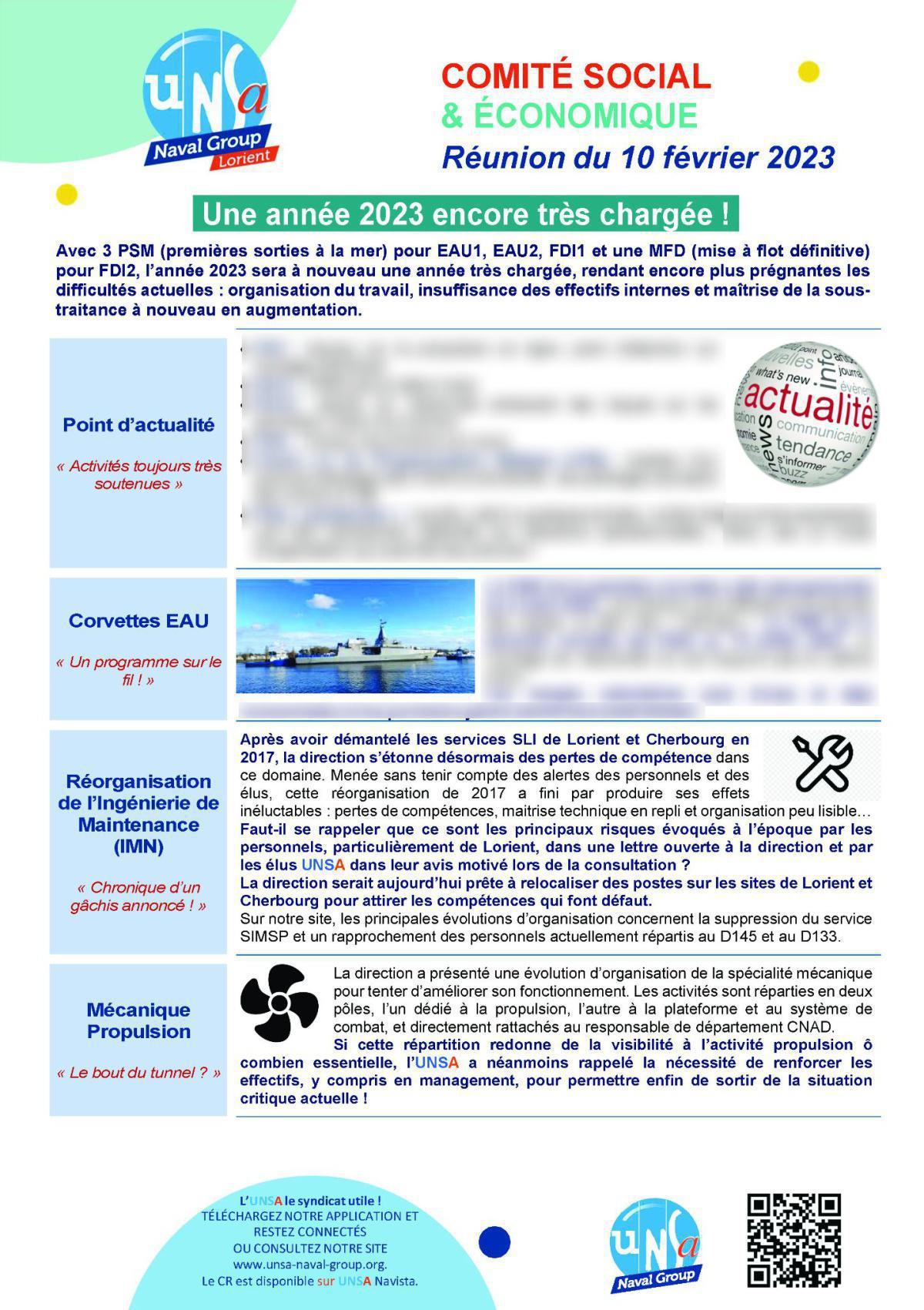 CSE de Lorient - Réunion du 10 février2023 - Compte rendu CSE de Lorient - Réunion du 10 février2023 - Compte rendu