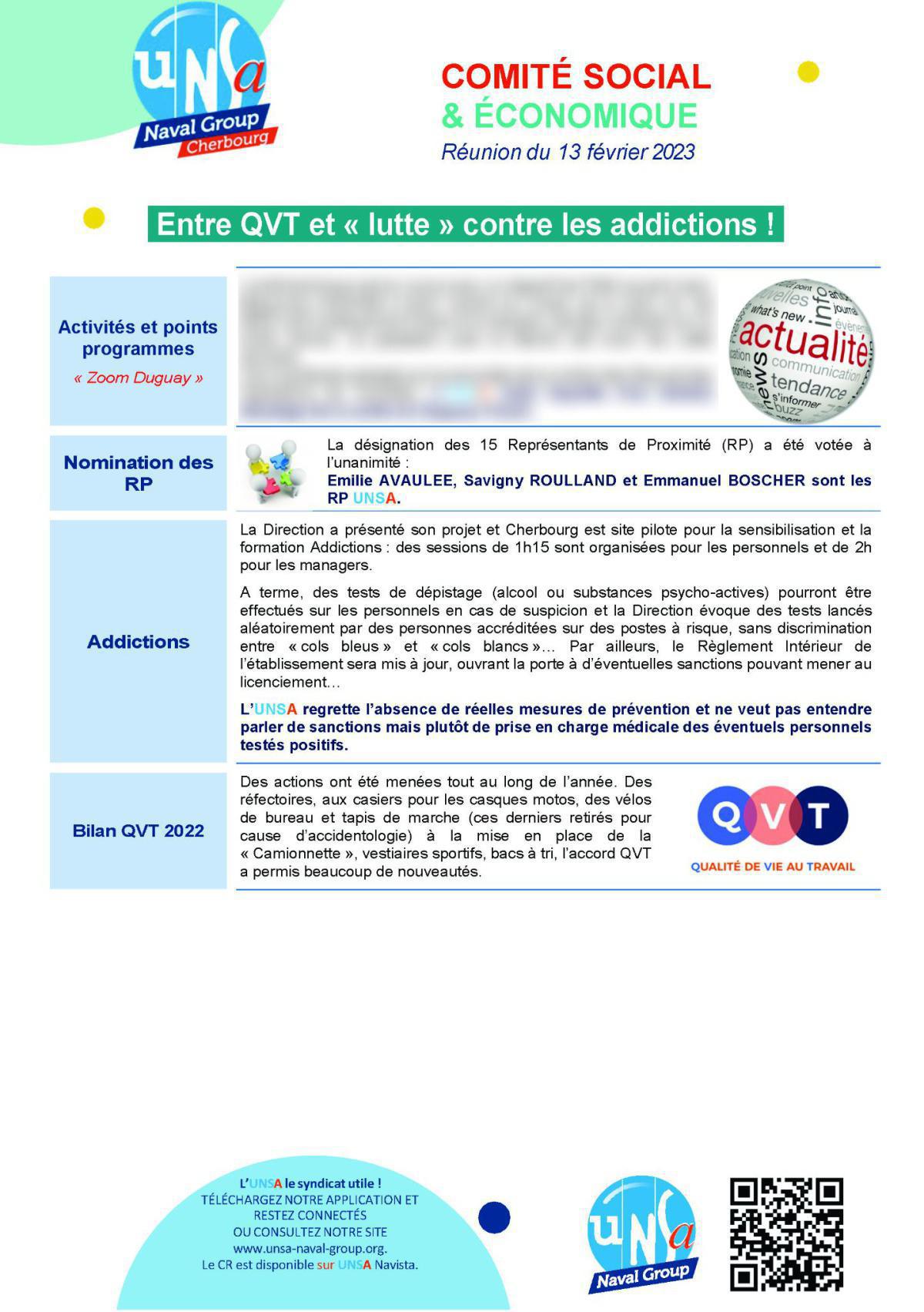 CSE de Cherbourg - Réunion du 13 février 2023 - Compte rendu CSE de Cherbourg - Réunion du 13 février 2023 - Compte rendu