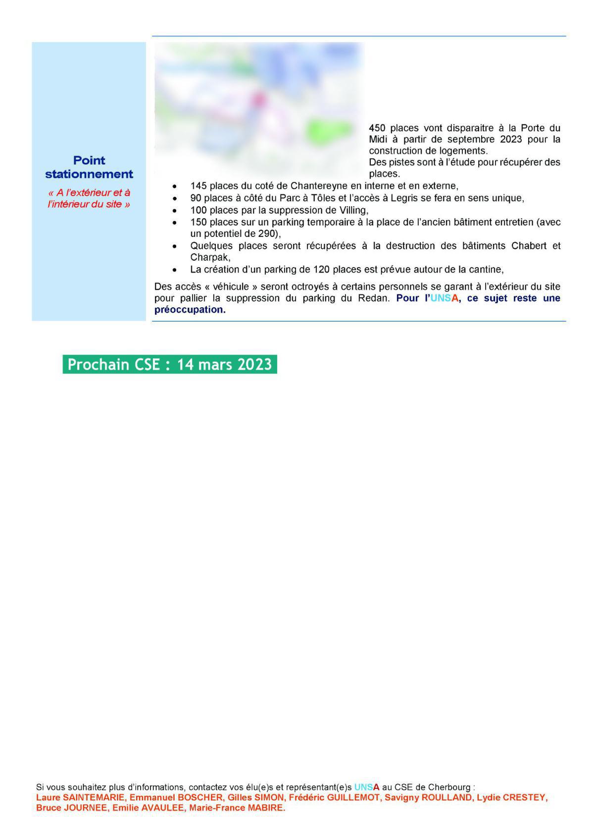 CSE de Cherbourg - Réunion du 13 février 2023 - Compte rendu
