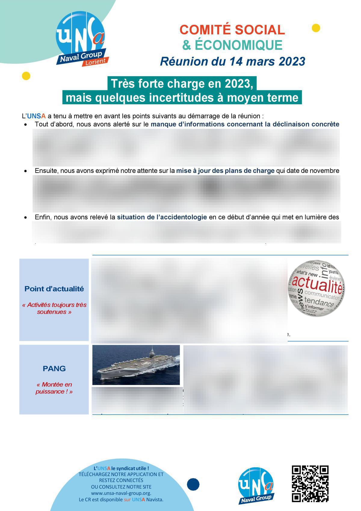 CSE de Lorient - Réunion du 14 mars 2023 - Compte rendu CSE de Lorient - Réunion du 14 mars 2023 - Compte rendu