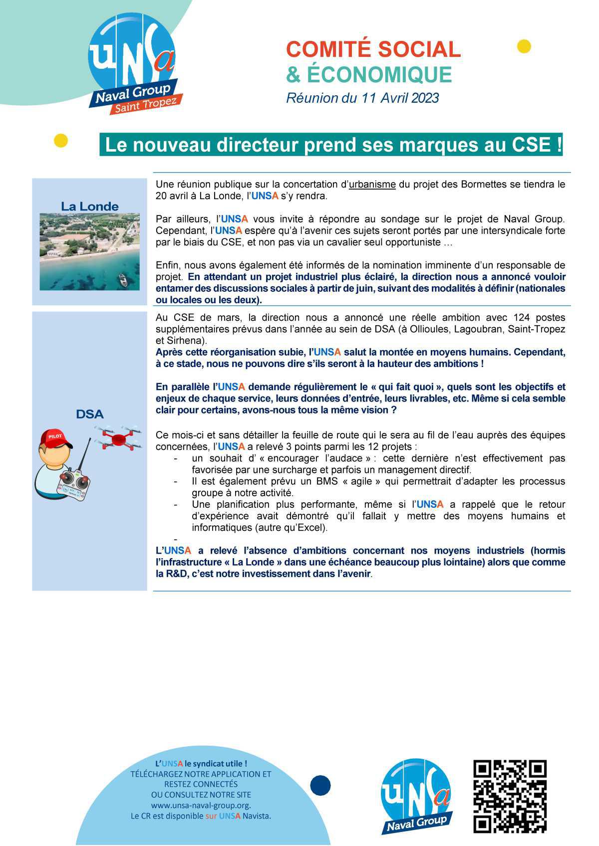 CSE de Saint Tropez - Réunion du 11 avril 2023 - Compte rendu